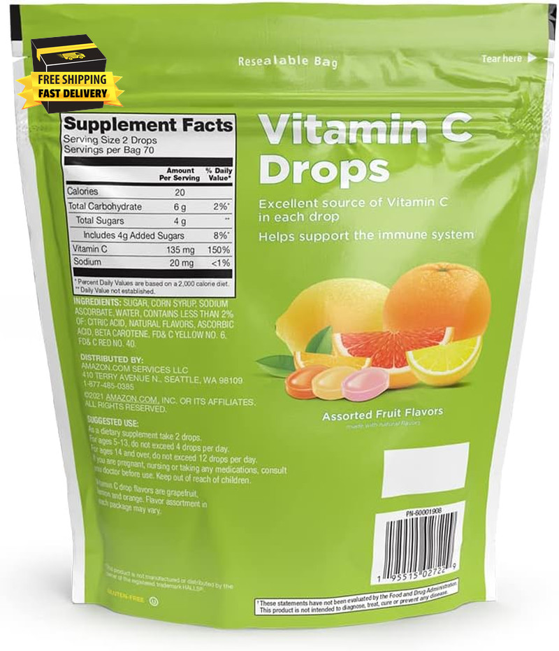 Vitamin C Supplement Drops, Lemon, Orange & Grapefruit, 140 Count (Previously So