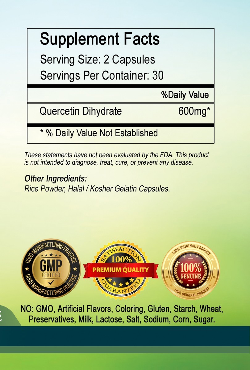 Quercetin capsules 600mg Serving- Ship from USA