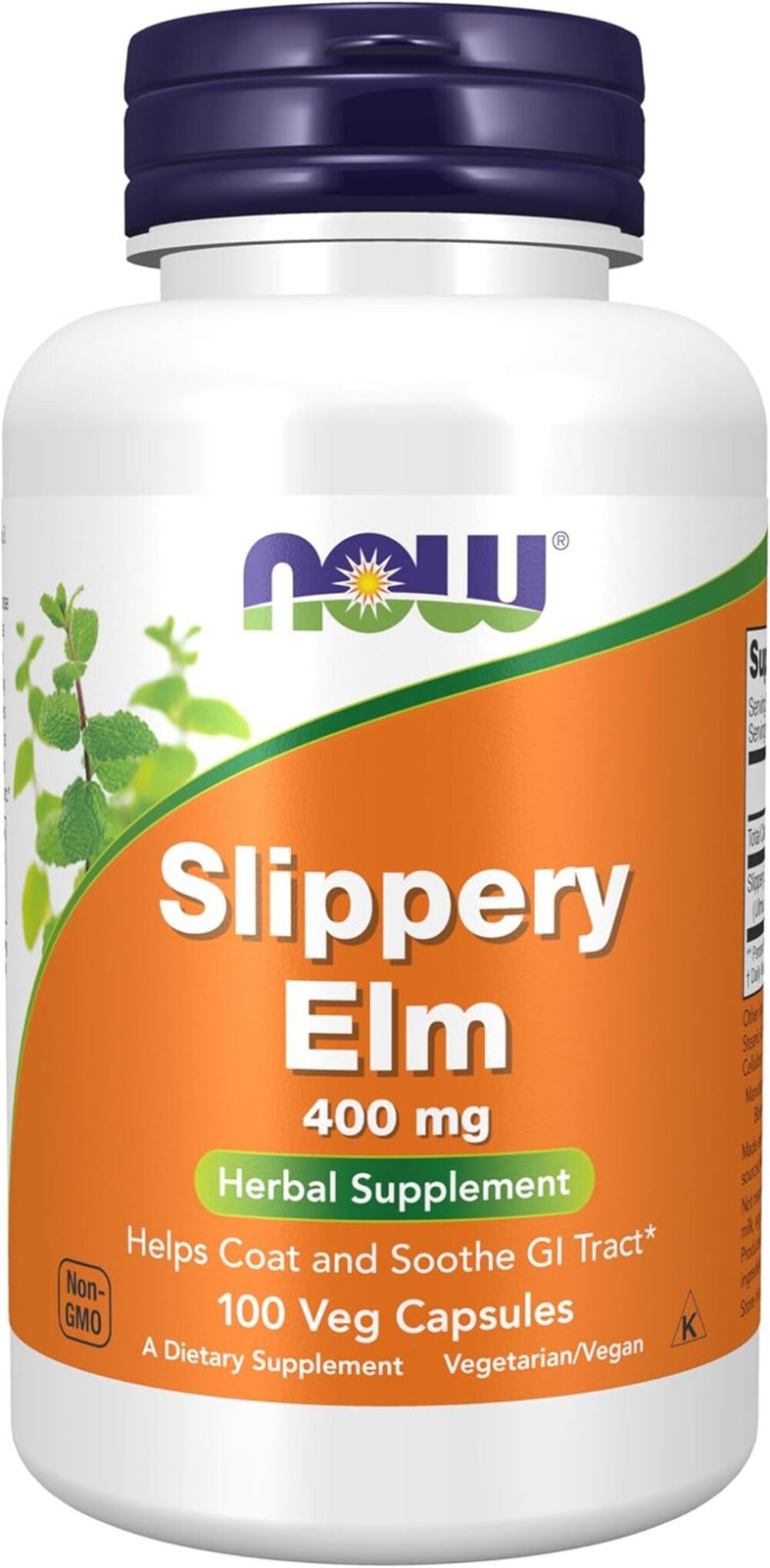 NOW Supplements, Slippery Elm (Ulmus rubra) 400 mg, 100 Veg Capsules