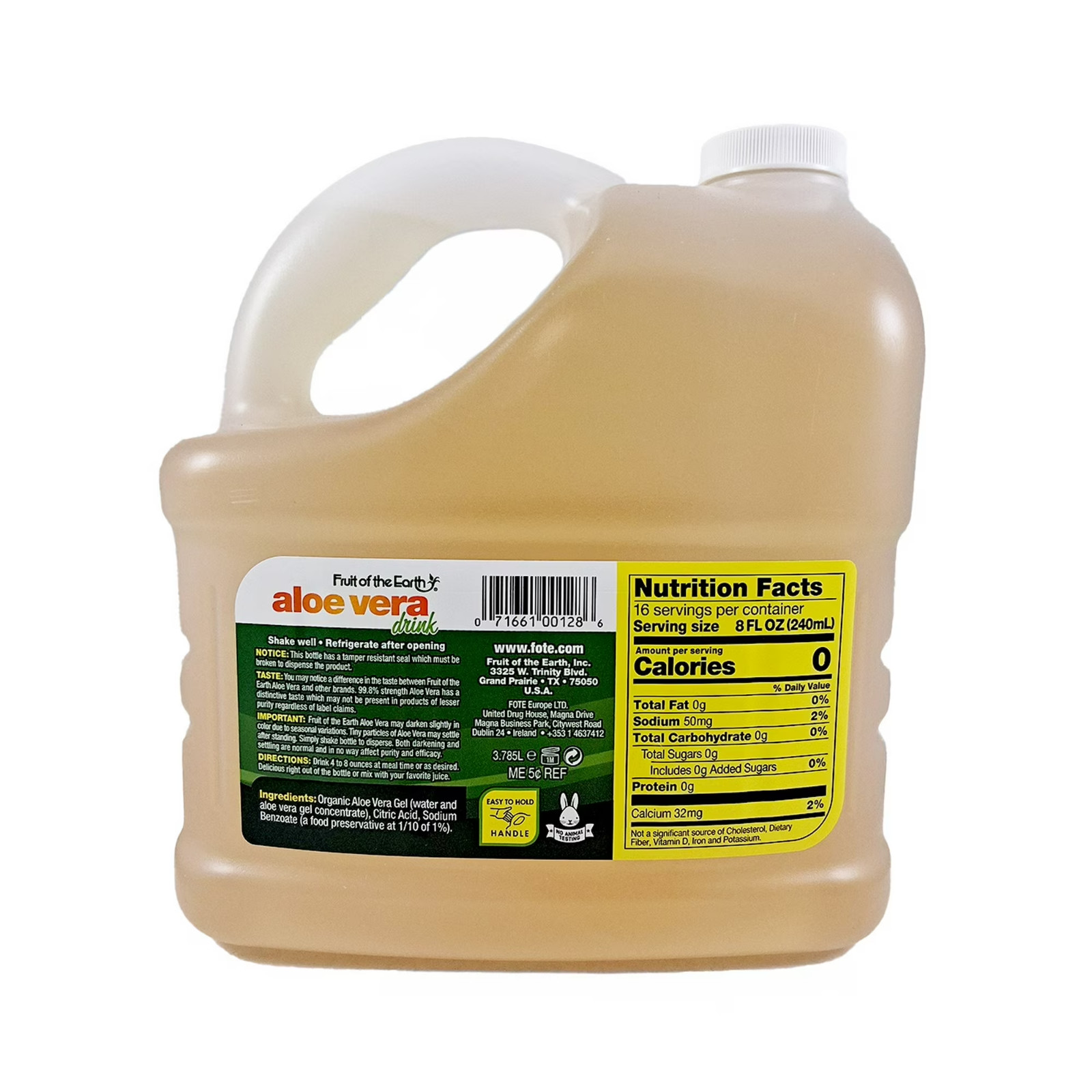 Fruit of the Earth Aloe Vera Juice 99.8% Pure Aloe Drink 1 Gallon (128 fl oz) Na