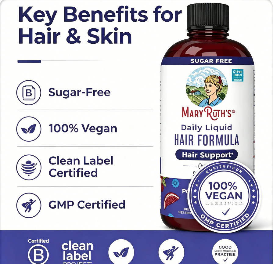 2-pack MaryRuth’s Daily Liquid Hair Supplement, Blueberry & Pomegranate Flavor