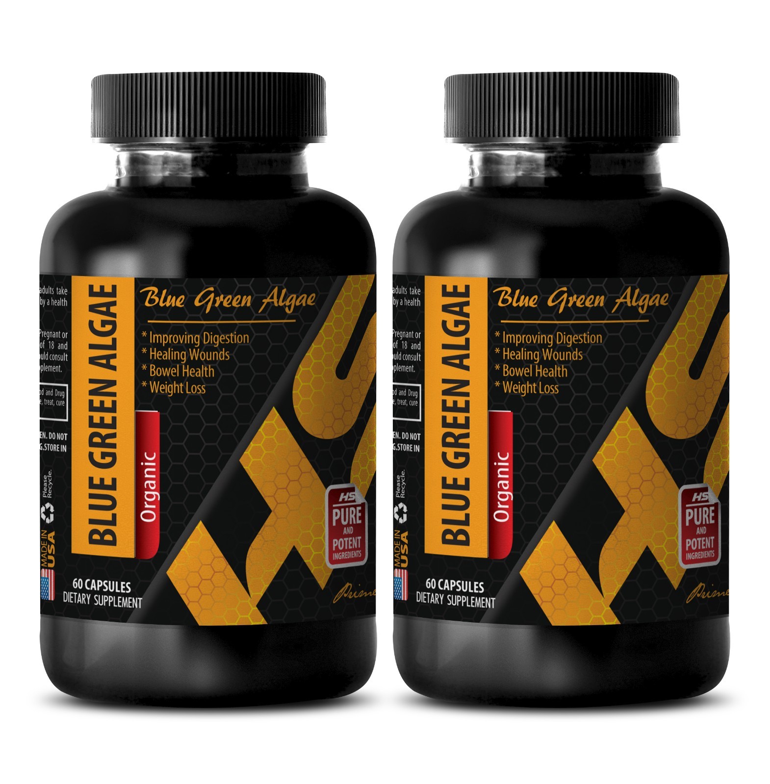 Fat removal BLUE GREEN ALGAE immune support daily 2 Bottles 120 Capsules