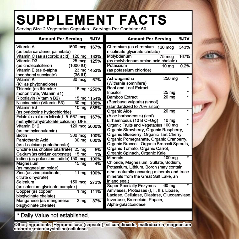 Multivitamin & Mineral 120 Capsules – Relieves stress, supports energy and focus