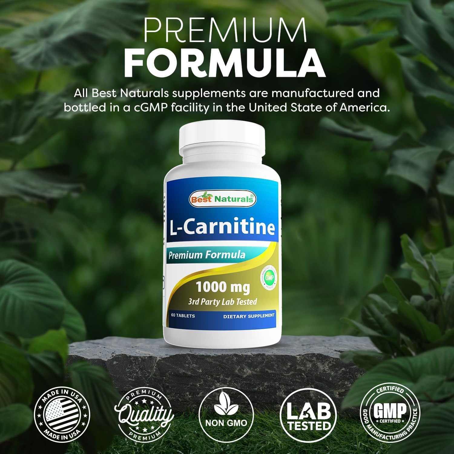L-Carnitine 1000Mg 60 Tablets (60 Count (Pack of 2))