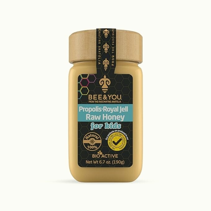 Bee and You Royal Jelly Raw Honey for Kids, Propolis, Immune Support, 6.7 oz