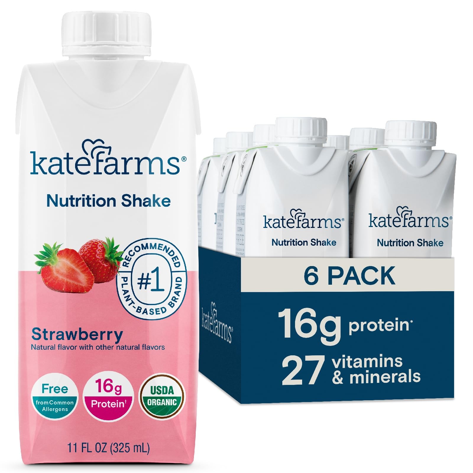 Organic Nutrition Shake, Strawberry, 16g of Protein, 27 Vitamins and Minerals