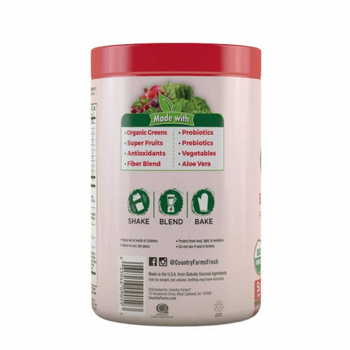 Super Green Drink Mix Berry 10.6 Oz by Country Farms