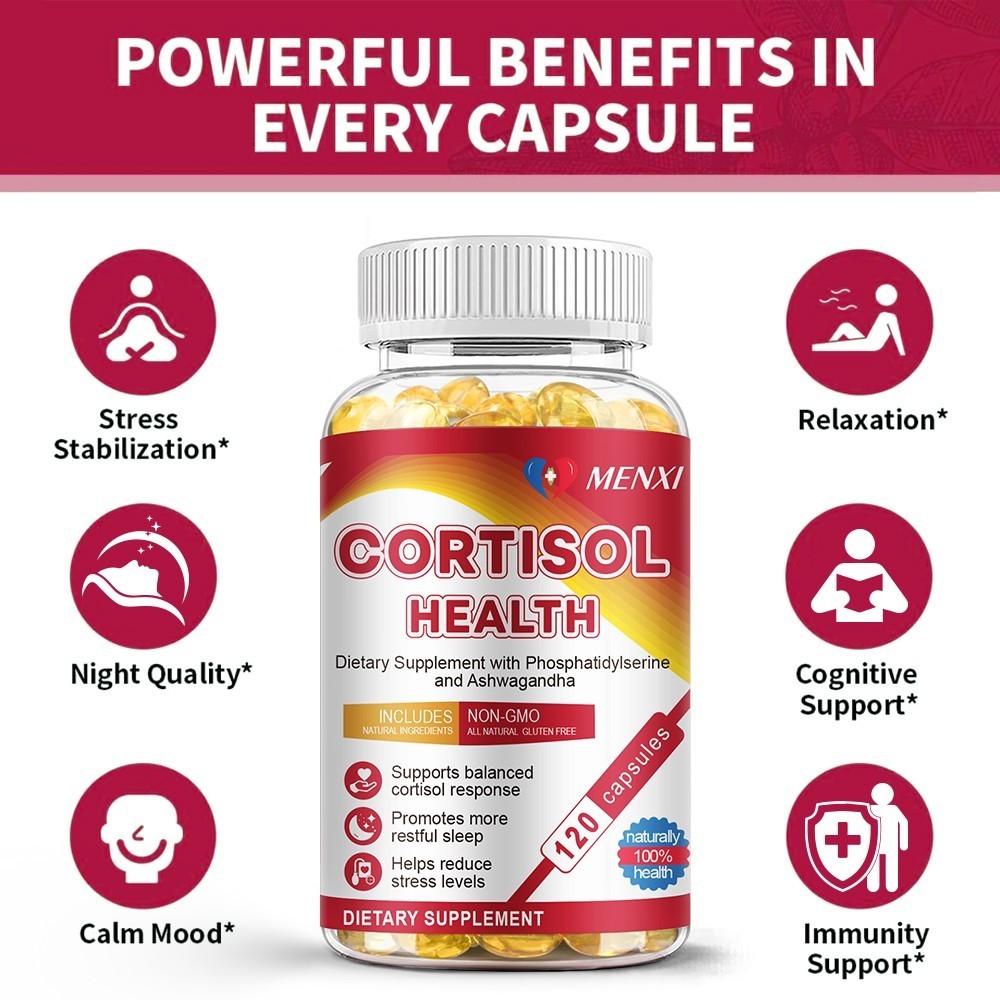 Cortisol Reducing Supplement with Ashwagandha & Rhodiola – 1-4Packs Capsules