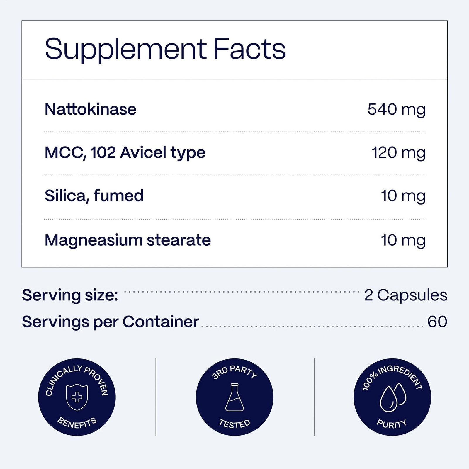 60 Capsules Nattokinase Supplement – 10800 FU Per Serving