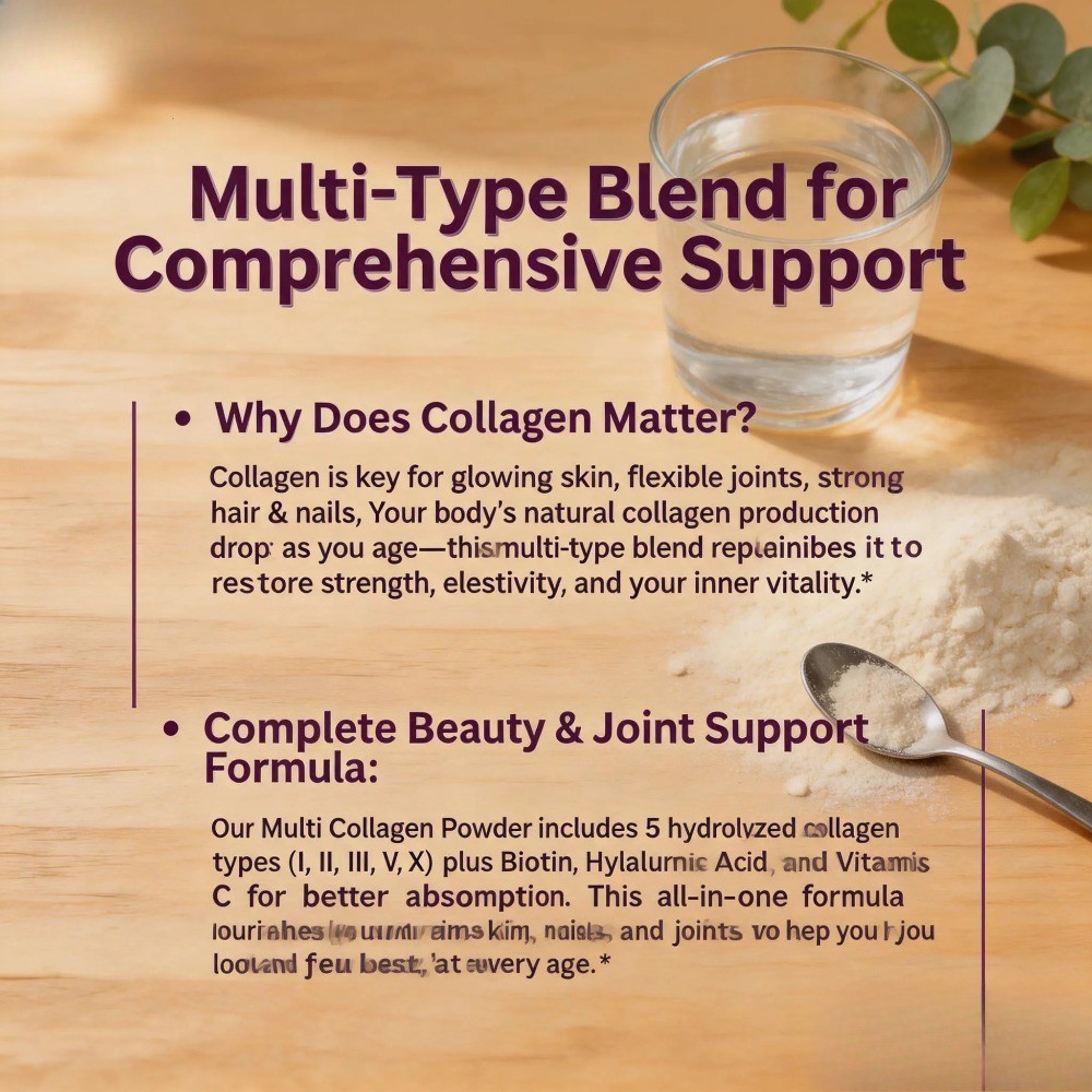 Micro Ingredients Multi Collagen Peptides Powder – Type I II III V X Unflav