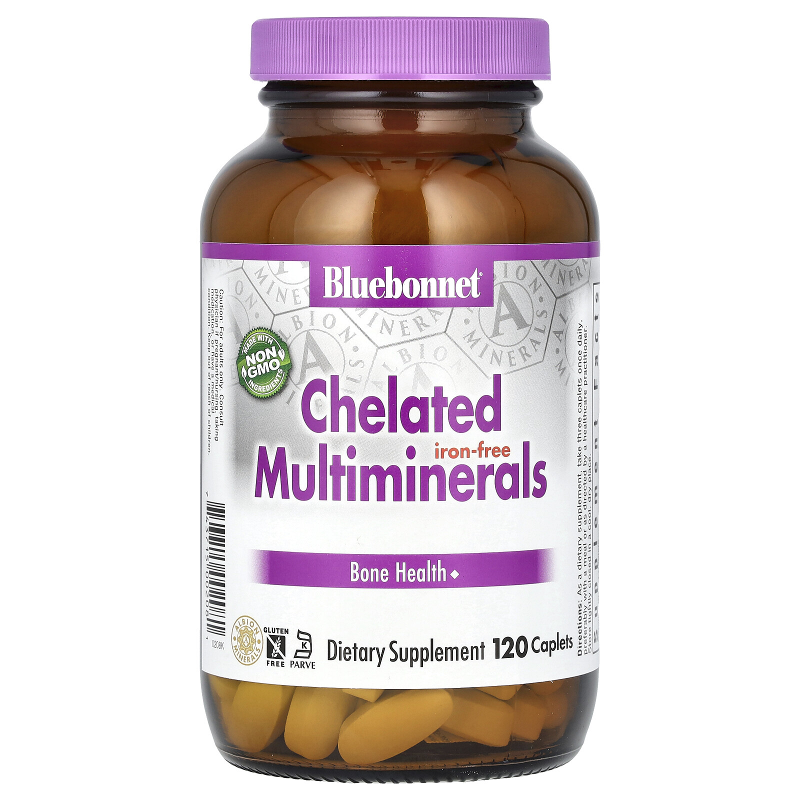 Bluebonnet Nutrition Chelated Multiminerals Iron Free 120 Caplets Egg-Free, Fish