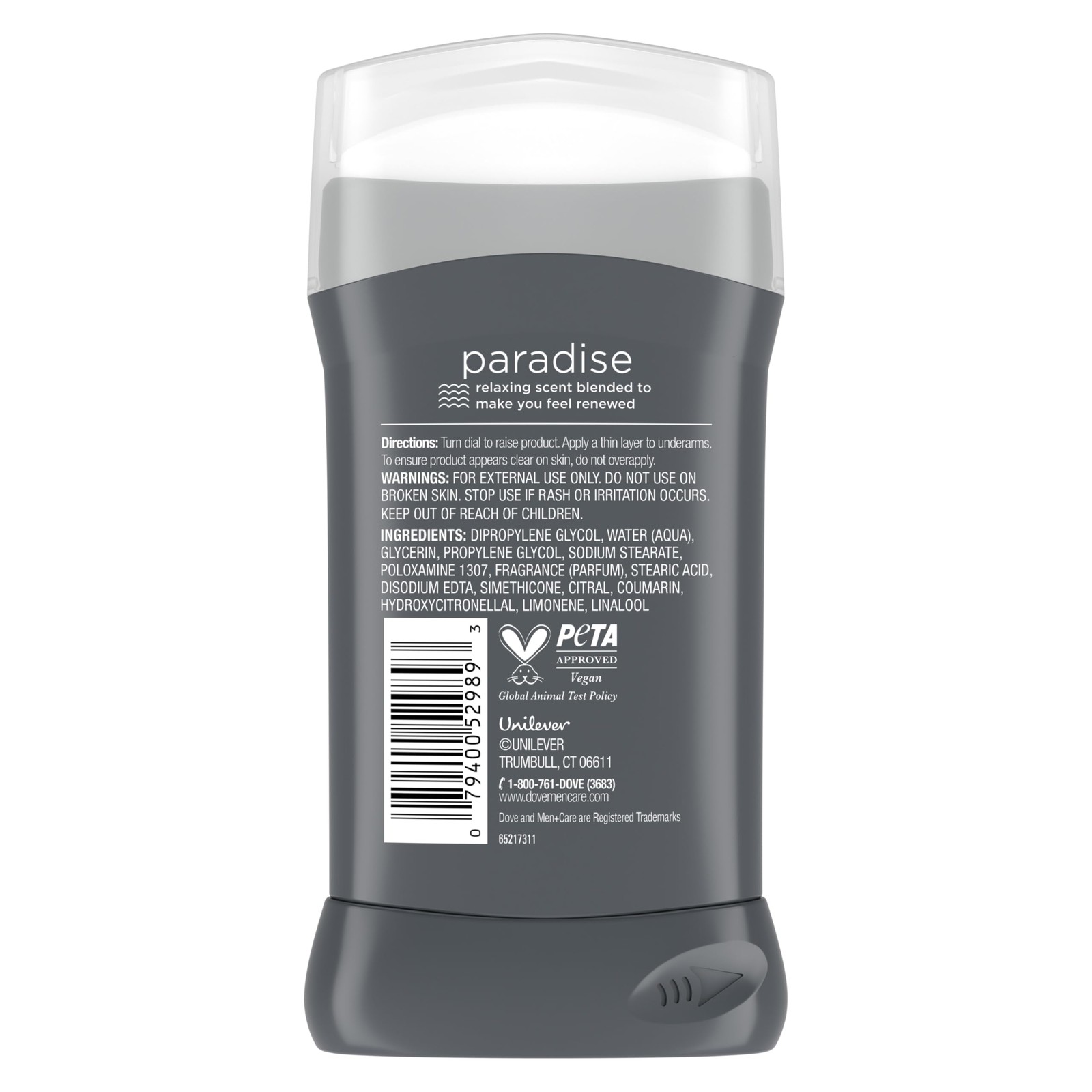Dove Men+Care Aluminum‑Free Deodorant Stick, 3 Ounce (Pack of 1), Grey