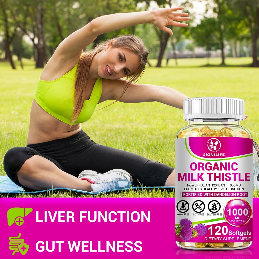 Milk Thistle Liver Cleanse Detox Herbal Liver Support Supplement 120 Capsules-