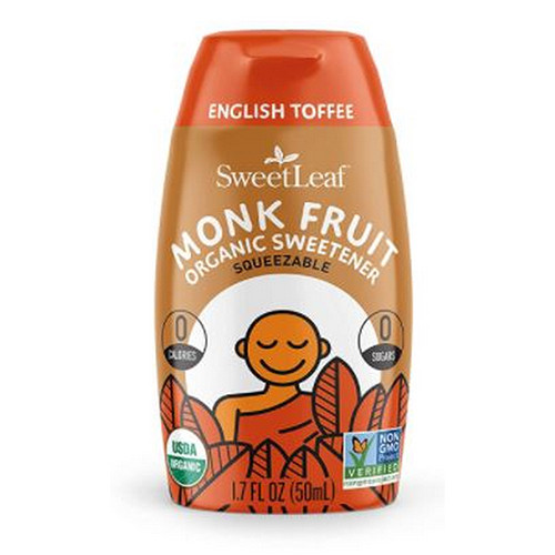 Monk Fruit Organic Sweetener Concentrate English Toffee 1.7 Oz By Sweetleaf Stev