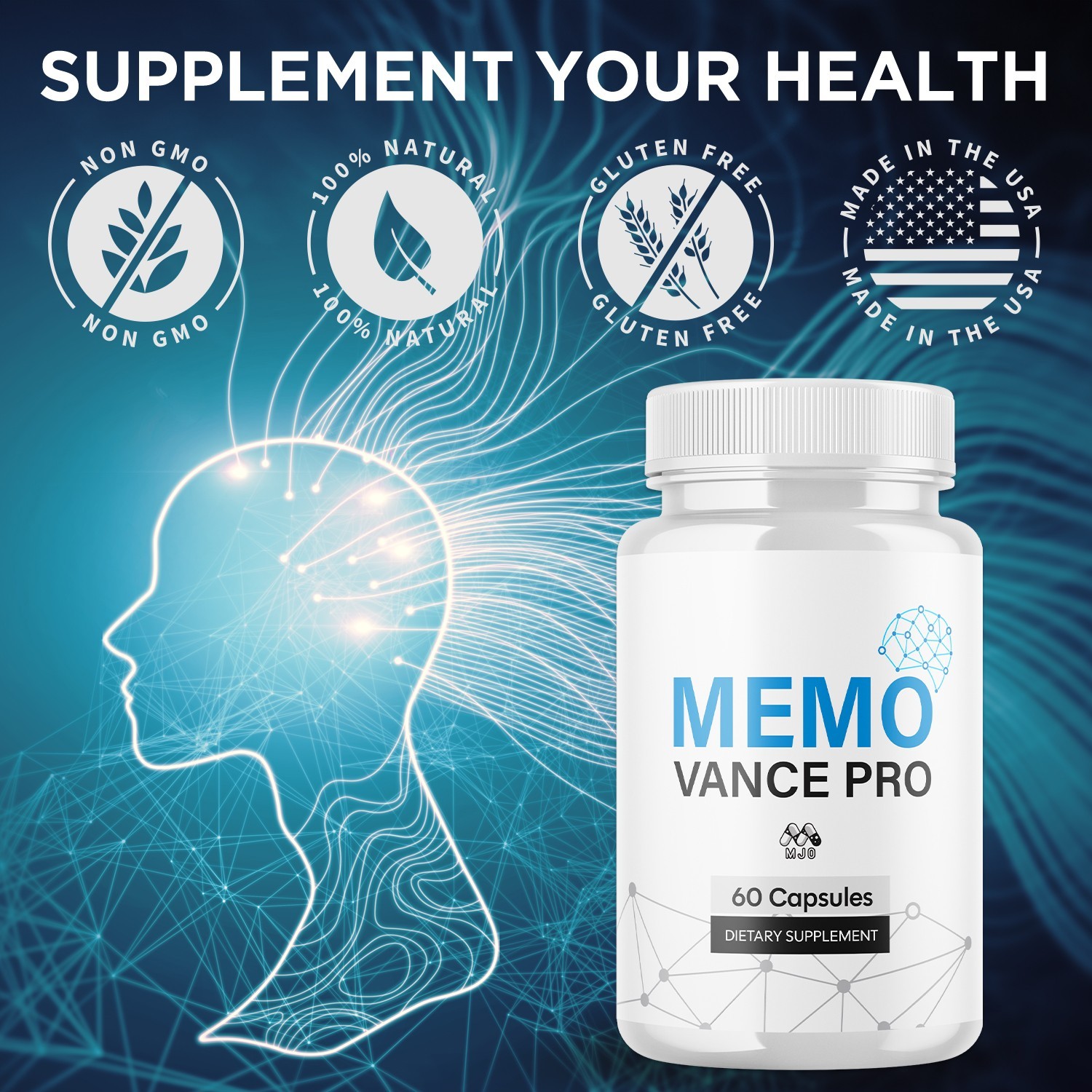 (5 Pack) Memo Vance Pro Advanced Nootropic Brain Support Supplement 300 Capsules