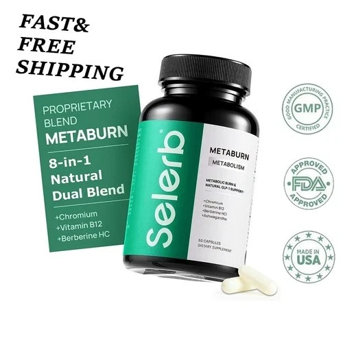 Selerb 3PCS Metaburn-Chromium, B12 & Berberine HCl 60 Caps for Nutrient Support