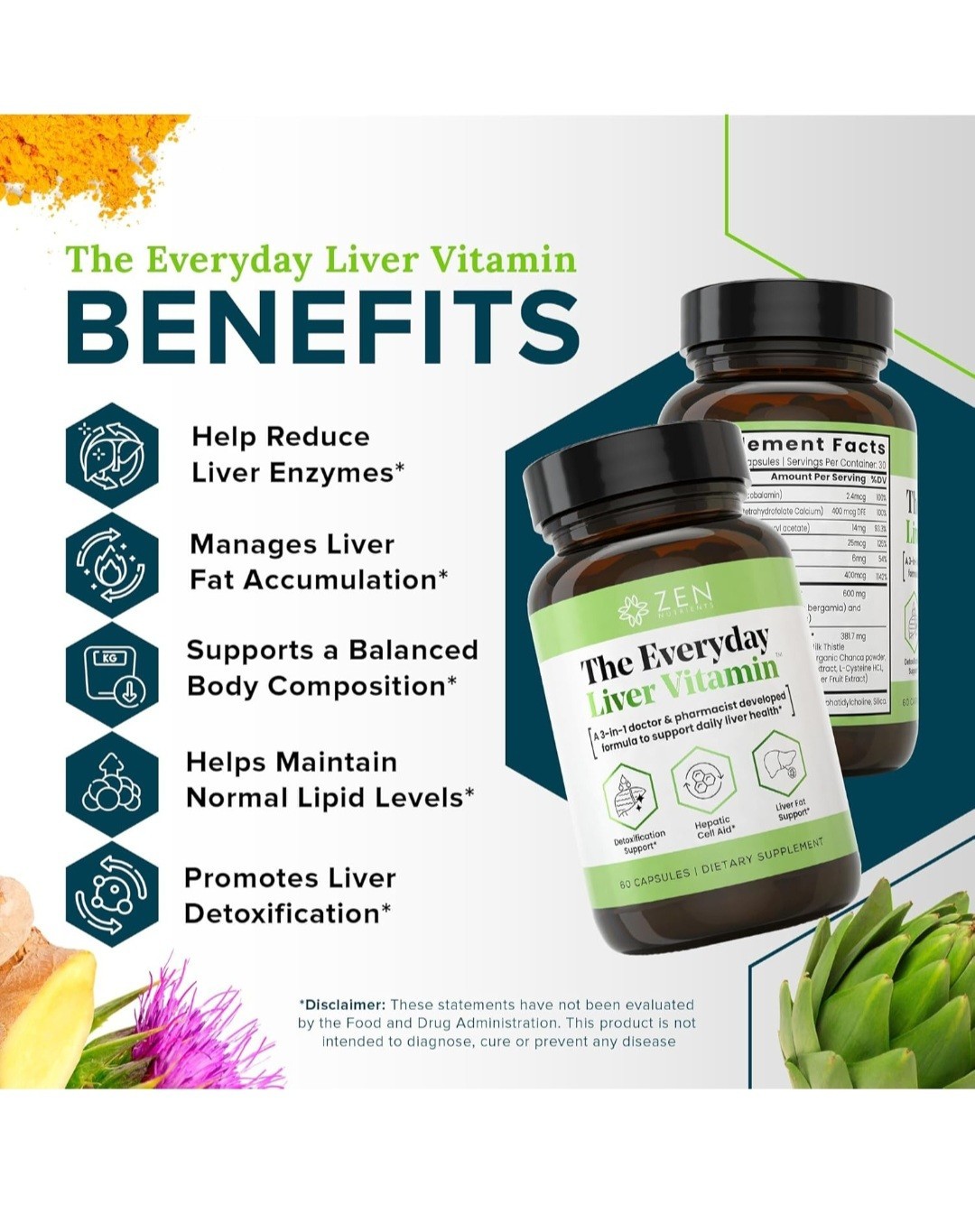 Zen Nutrients The Everyday Liver Vitamin – Cleanse Detox & Repair Capsules