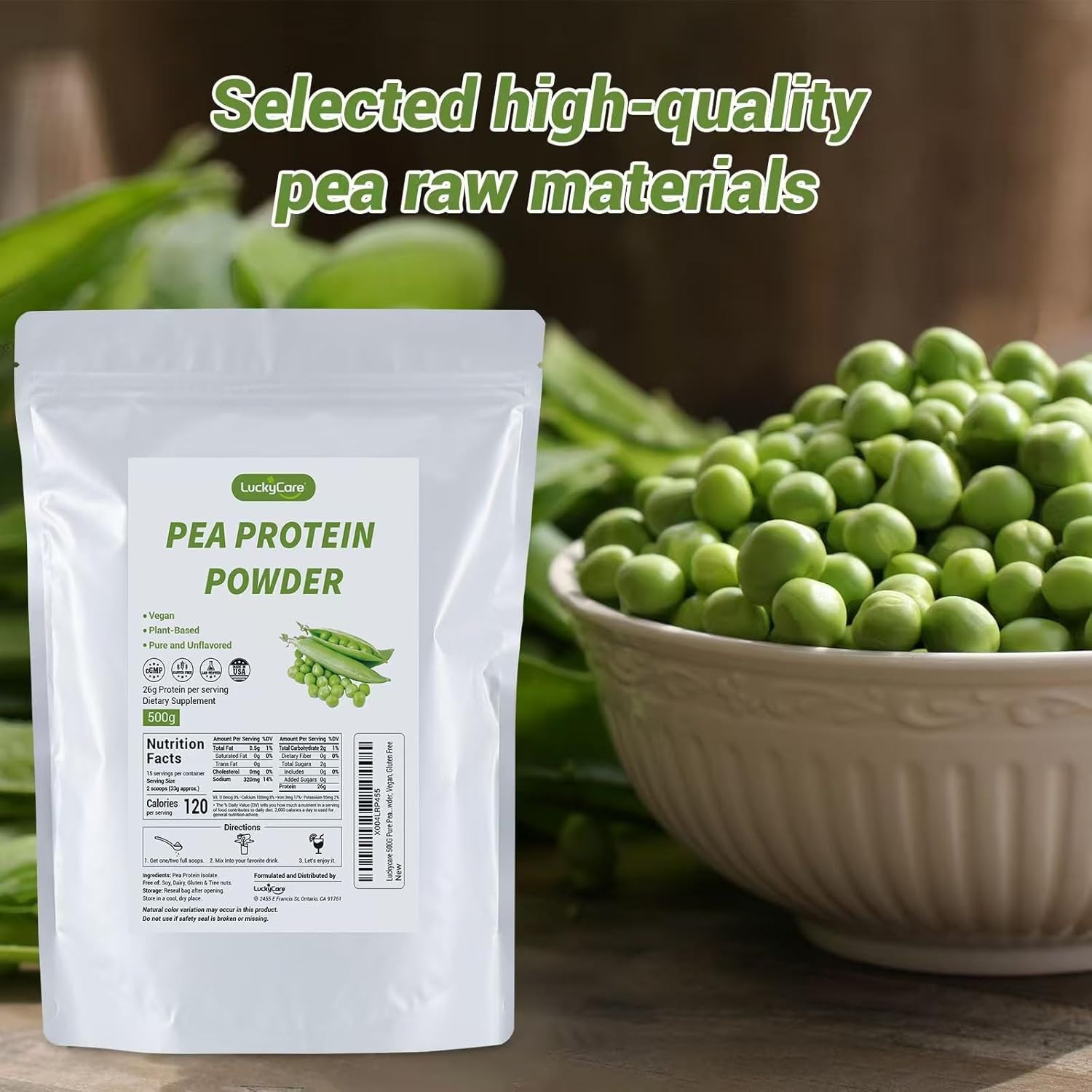 1.1LB/2.2LB Pure Pea Protein Powder – Vegan NON-GMO HIGH PROTEIN 26g Per Serving