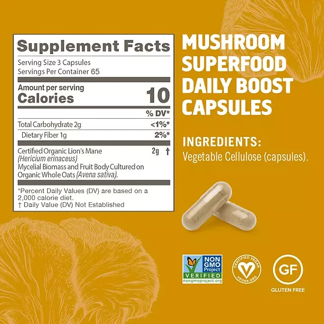 Om Mushroom Superfood Lion’s Mane Capsules, 195 ct. FREE SHIPPING