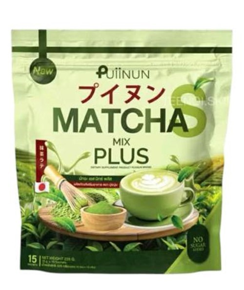 PUIINUN Matcha Mix Plus Powder Drink Dietary Supplement 15 Sachets