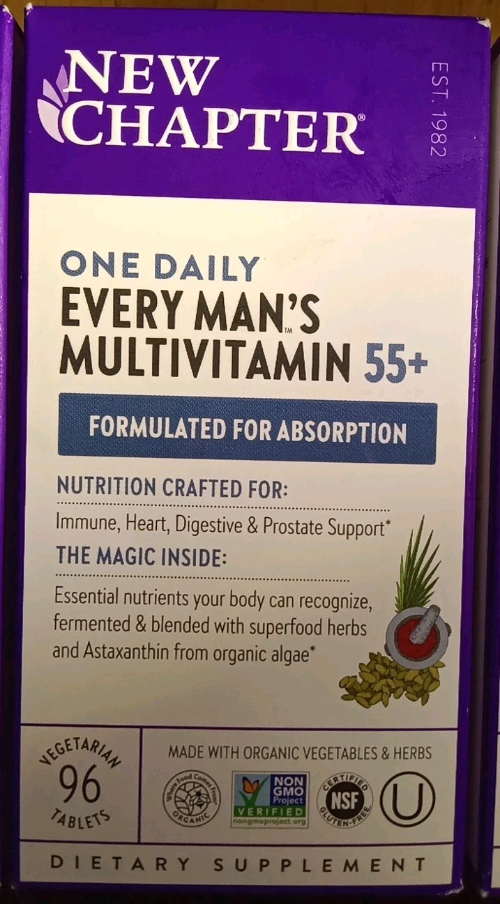 2 NEW CHAPTER ONE DAILY EVERY MAN’S MULTIVITAMIN 55+ SUPPLEMENT 96 X2 192 TABLET