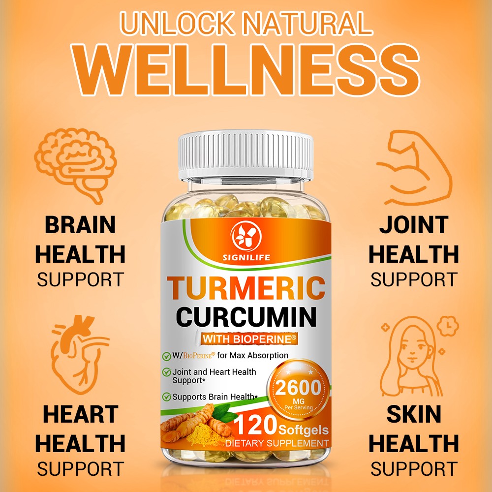 Turmeric Curcumin 2600mg w/ BioPerine Black Pepper Triple Strength Capsules-