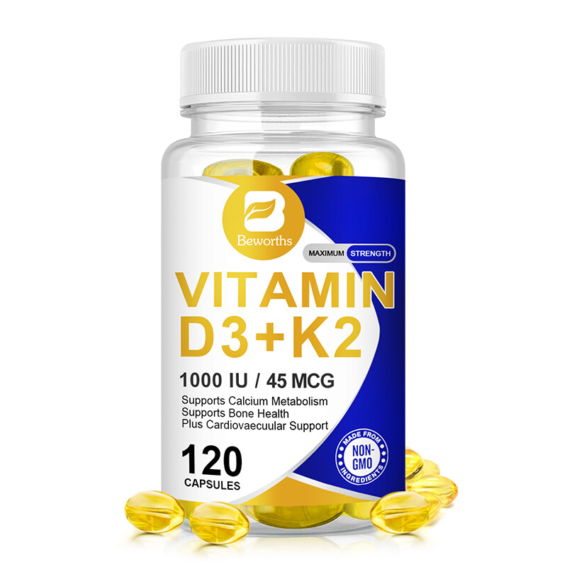 Vitamin K2 (MK7) with D3 1000 IU Supplement, BioPerine Capsules, Immune Health