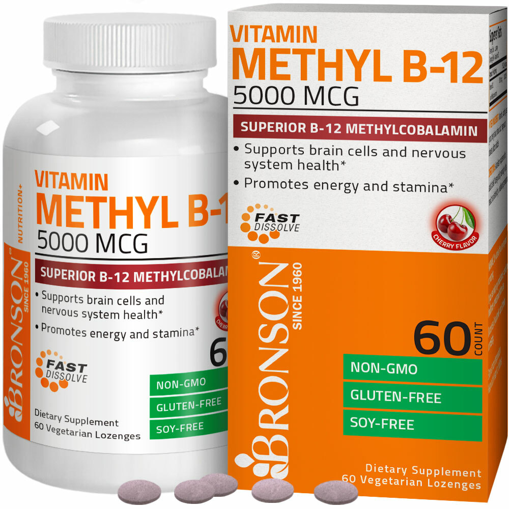Vitamin Methyl B-12 5000mcg Superior B-12 Methylcobalamin, 60 Lozenges