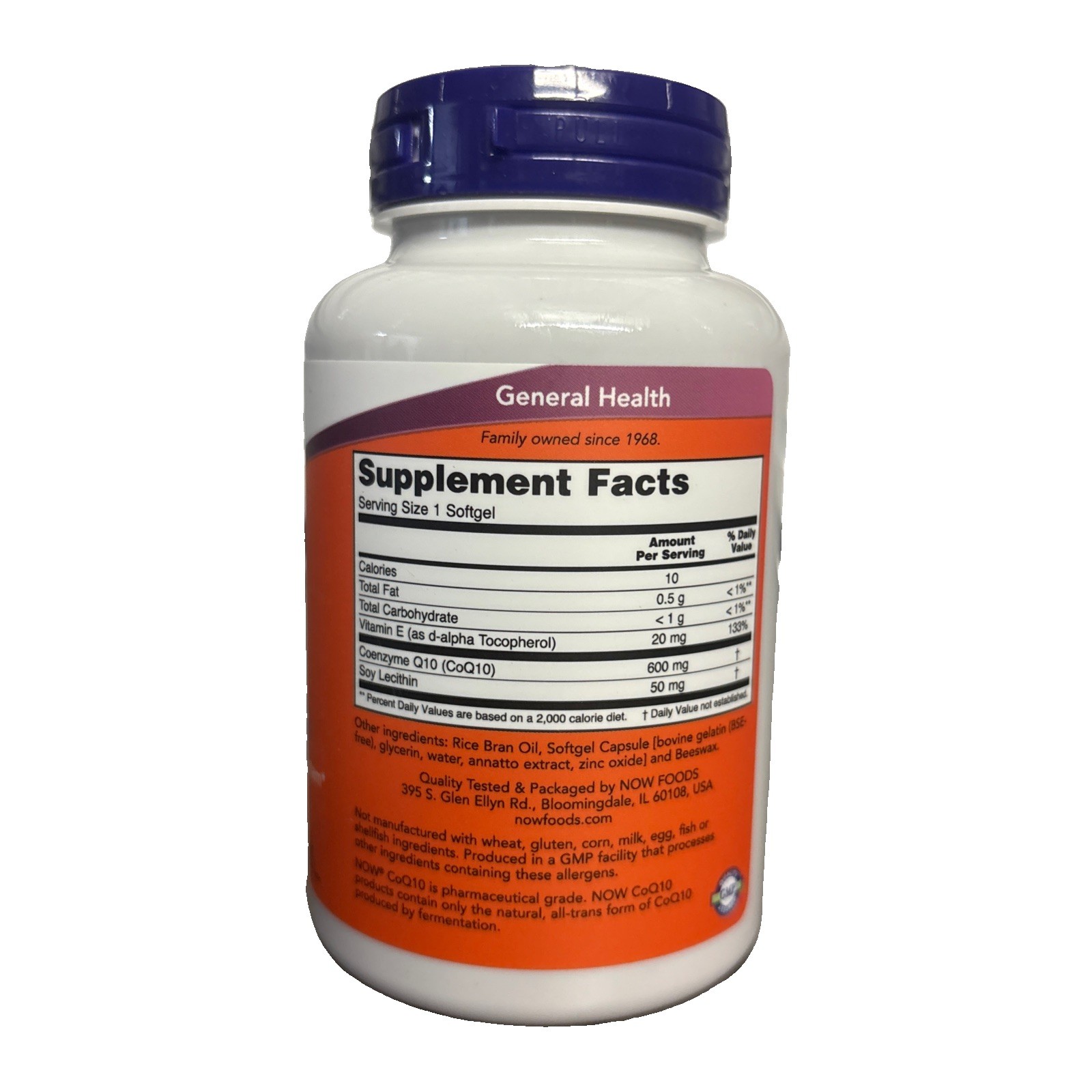 NOW Foods Coq10 600 MG – 60 Softgels 01/2031