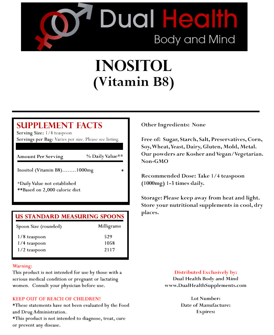 PURE INOSITOL 100g (3.5 oz) Powder Stress Anxiety Pharma Grade Bulk Supplement
