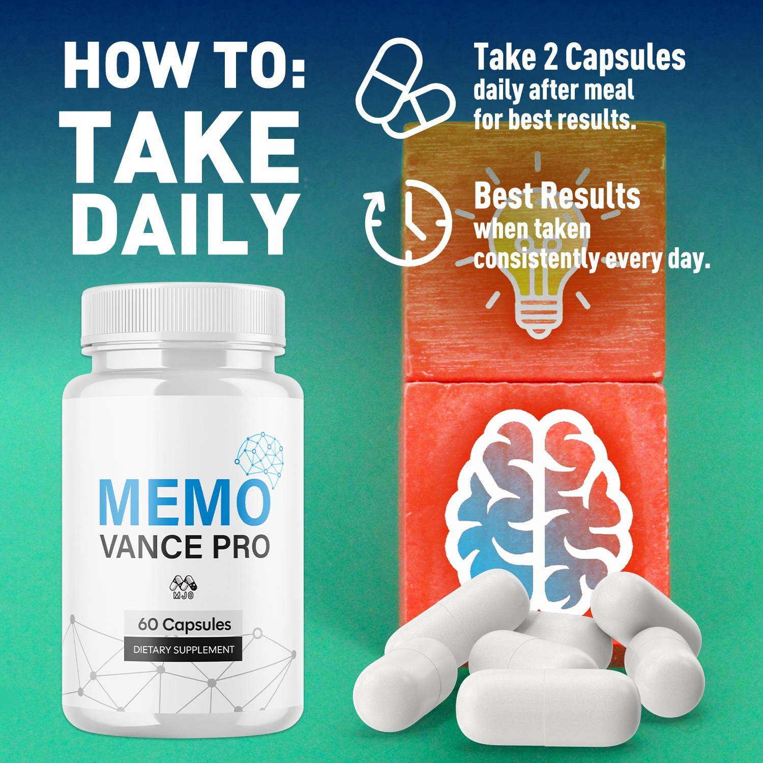 (5 Pack) Memo Vance Pro Advanced Nootropic Brain Support Supplement 300 Capsules