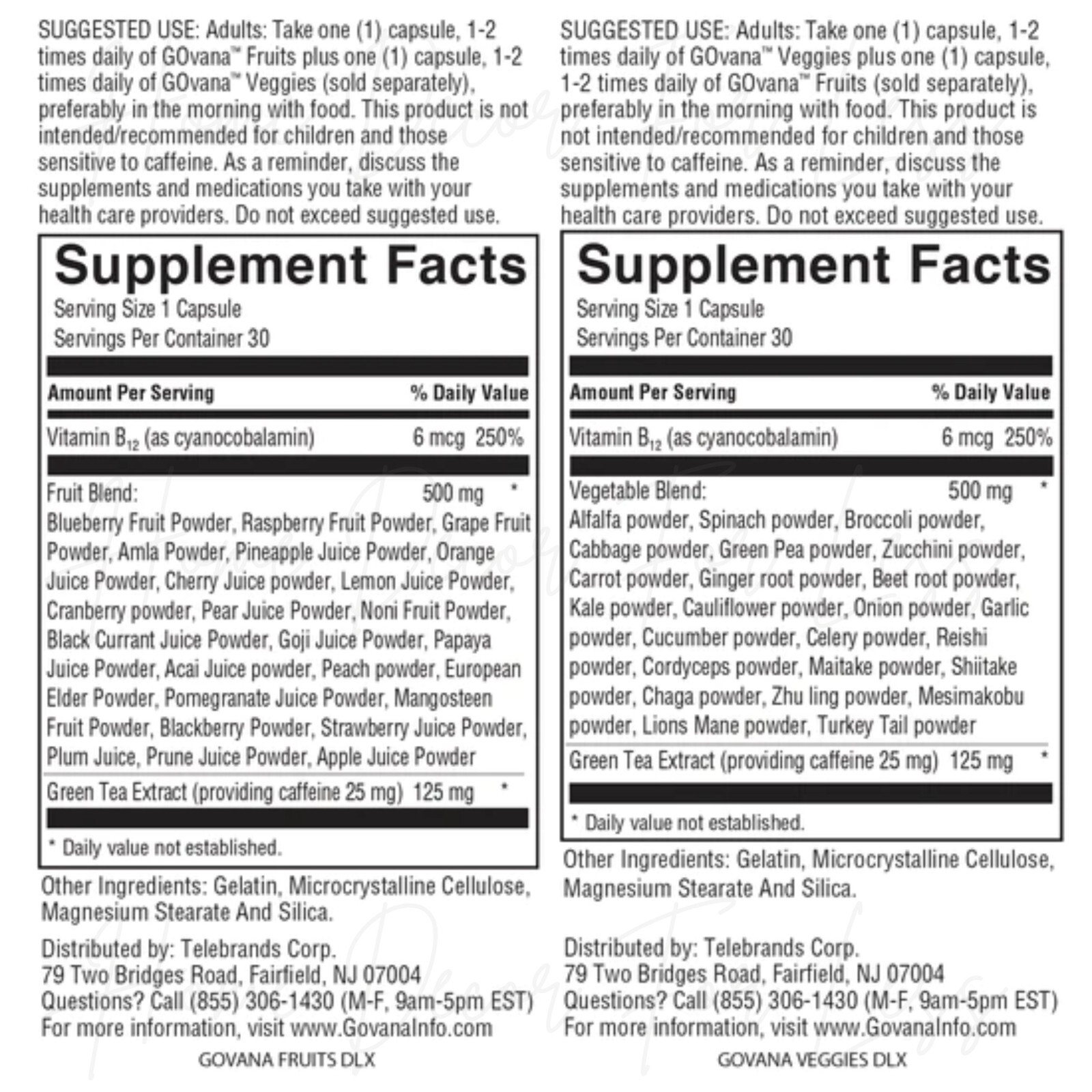 Fruits and Veggies | 30 Capsules | 24 Fruits and Vegetables | Green Tea | GOvana