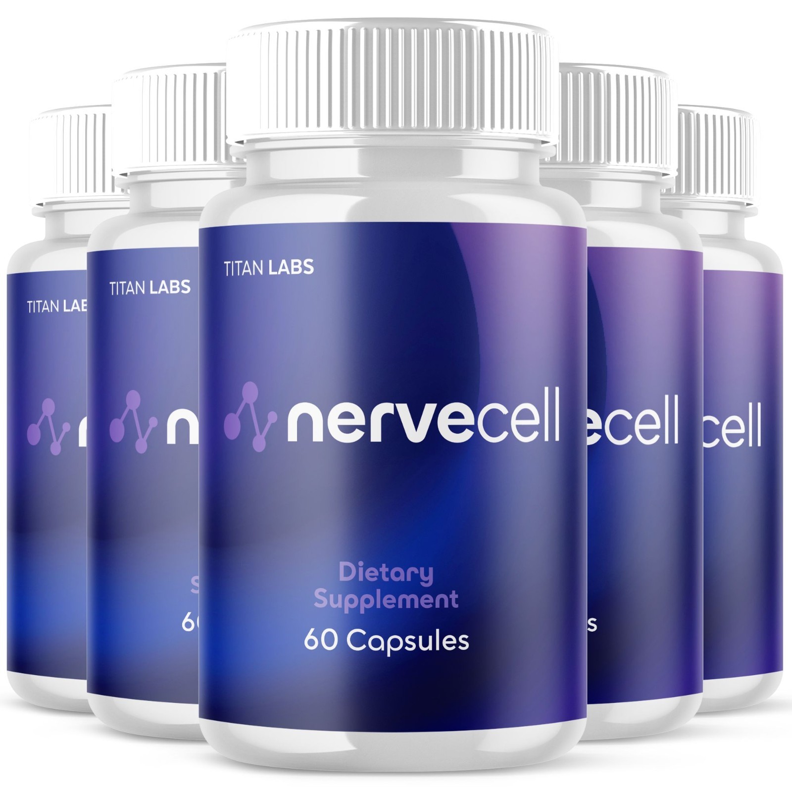 (5 Pack) Nervecell Nootropic Natural Brain Supplement Nerve Cell 300 Capsules