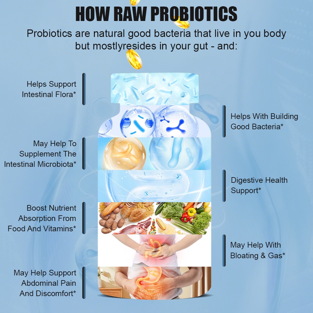 120pcs Raw Probiotics 100 Billion CFU Gut Health Digestive & Immunity Support