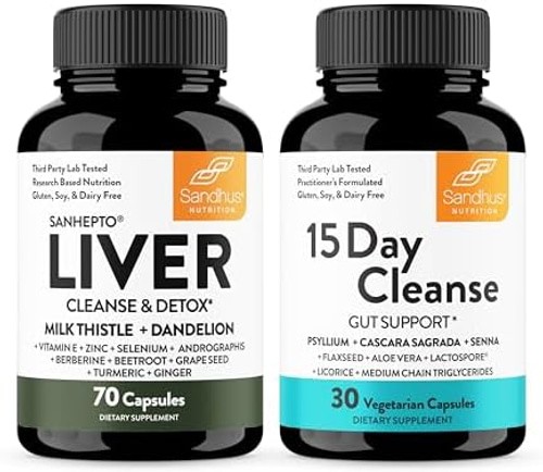 Sandhu’s Liver Cleanse Detox & 15 Day Gut Cleanse Support Supplement for Wome…