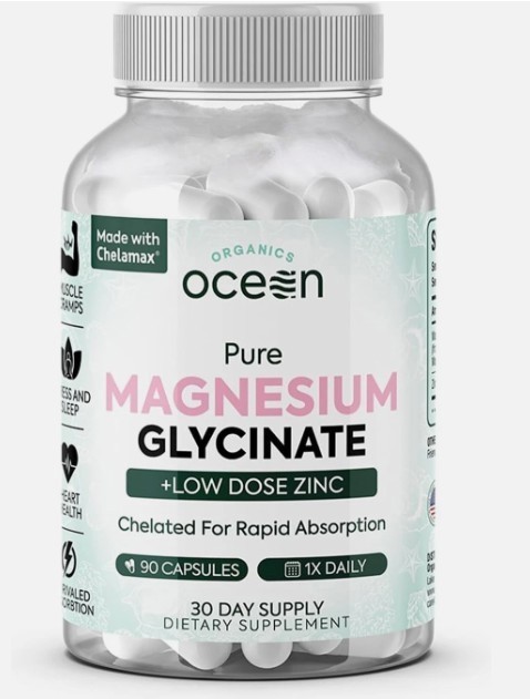 1-3 PACKS Organics Ocean Pure Magnesium Glycinate Strength Chelated- 90 CT