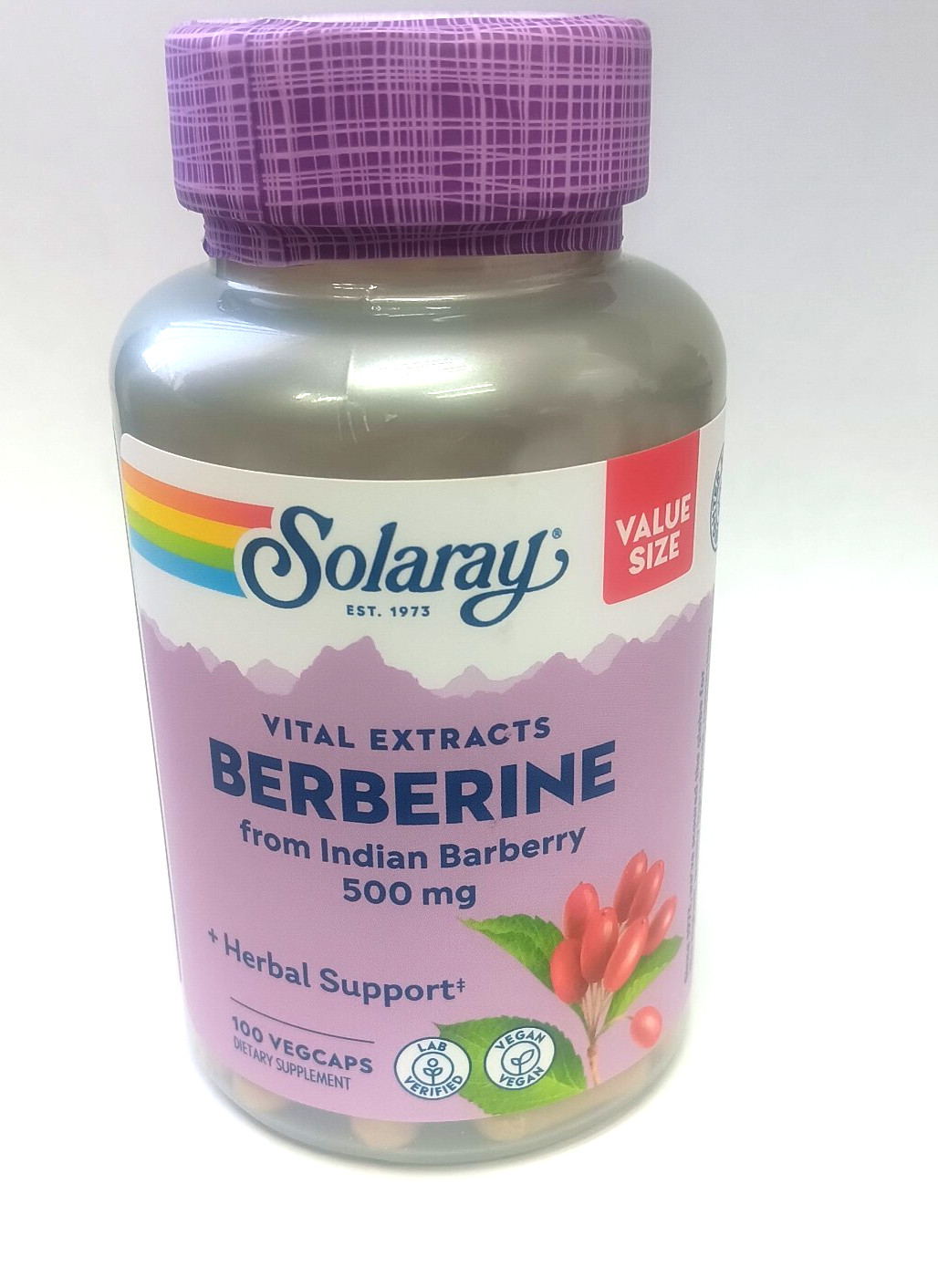 Solaray Berberine 100 Vegcaps 500mg Vital Extracts from Indian Barberry Exp 3/27