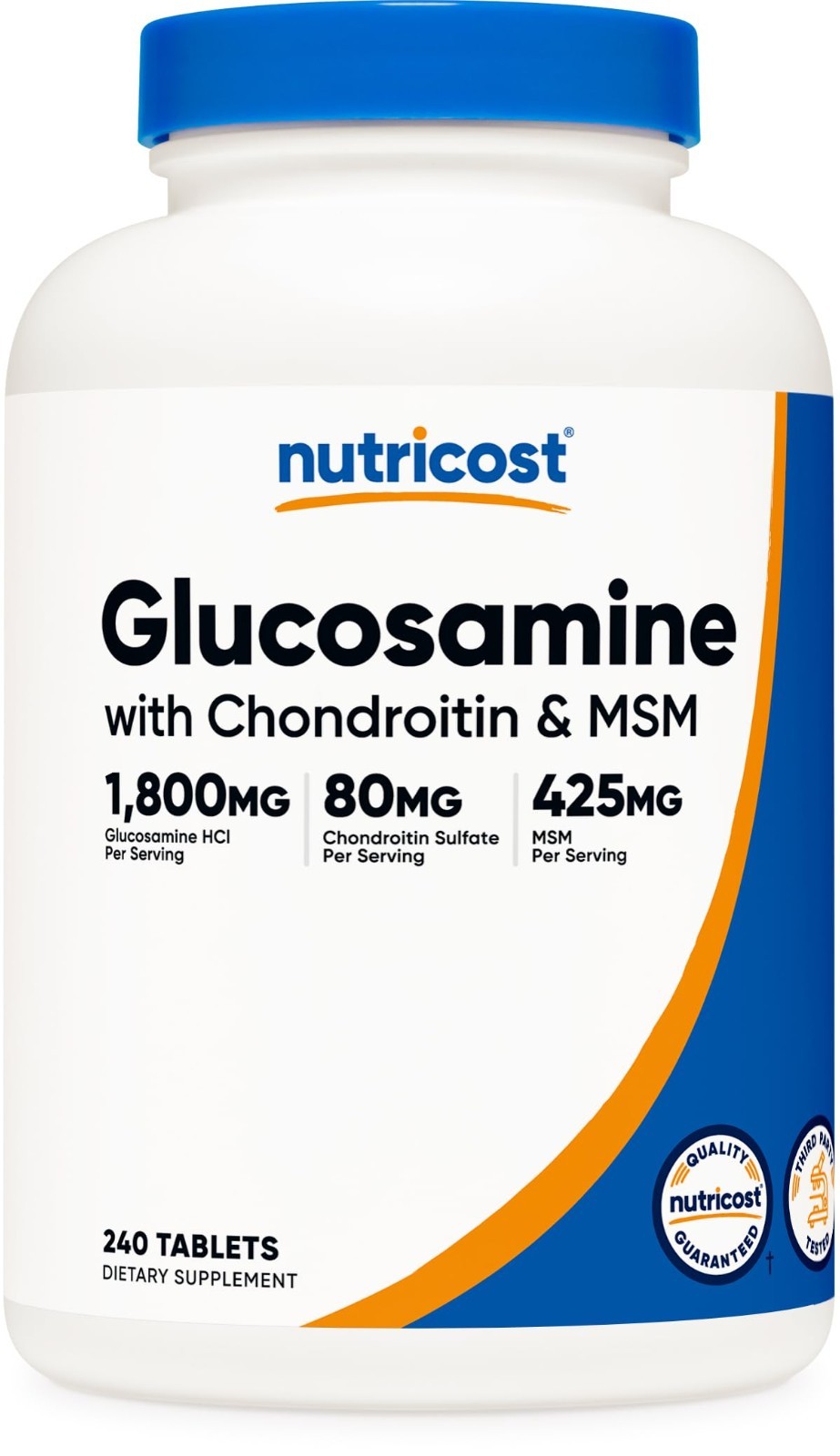 Glucosamine 1800mg with Chondroitin & MSM – 240 Tablets, GMO-Free, Gluten Free