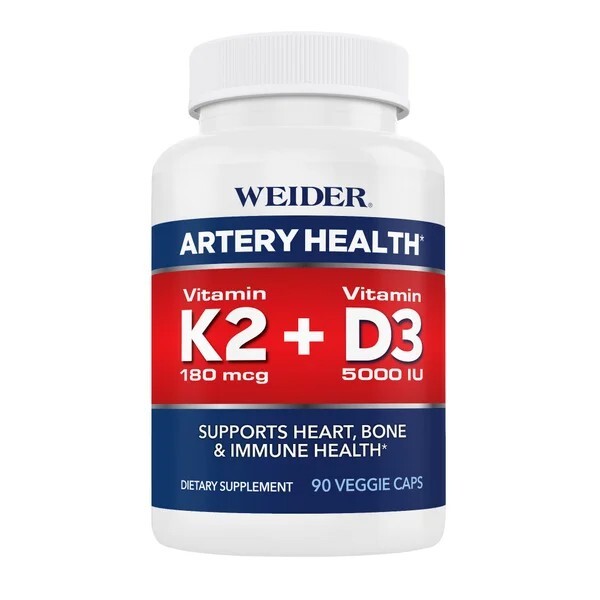 Weider Artery Health with Vitamin K2 Plus D3, 90 Veggie Caps – EXP 06/2026 New!