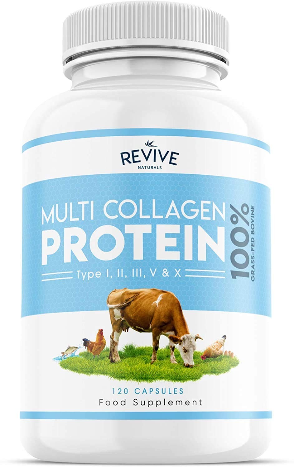 Revive Naturals Multi Collagen Protein Capsules – Types 120 Count (Pack of 1)