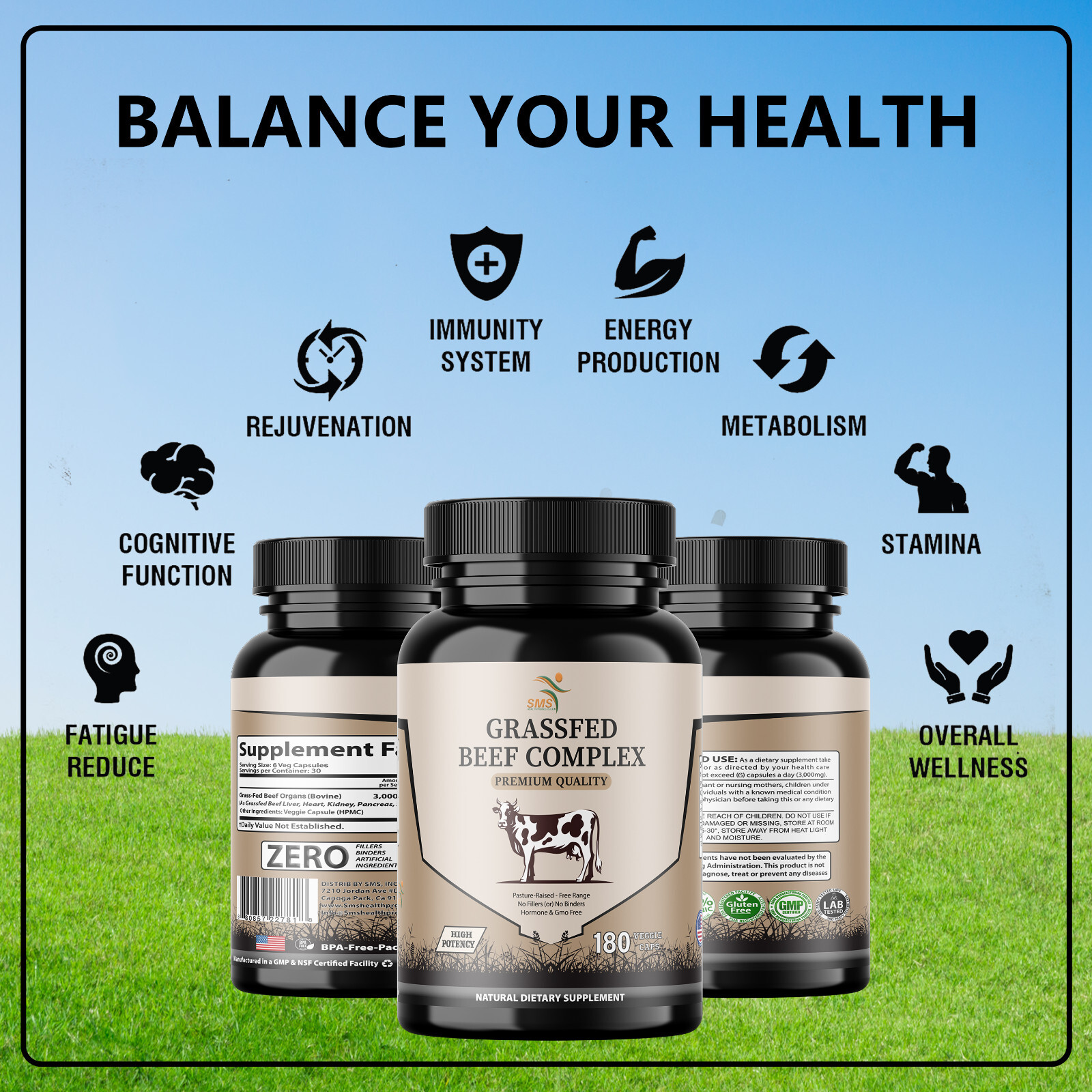 Desiccated Beef Organ Complex, Certified 100% GrassFed Undefatted 180 Capsules