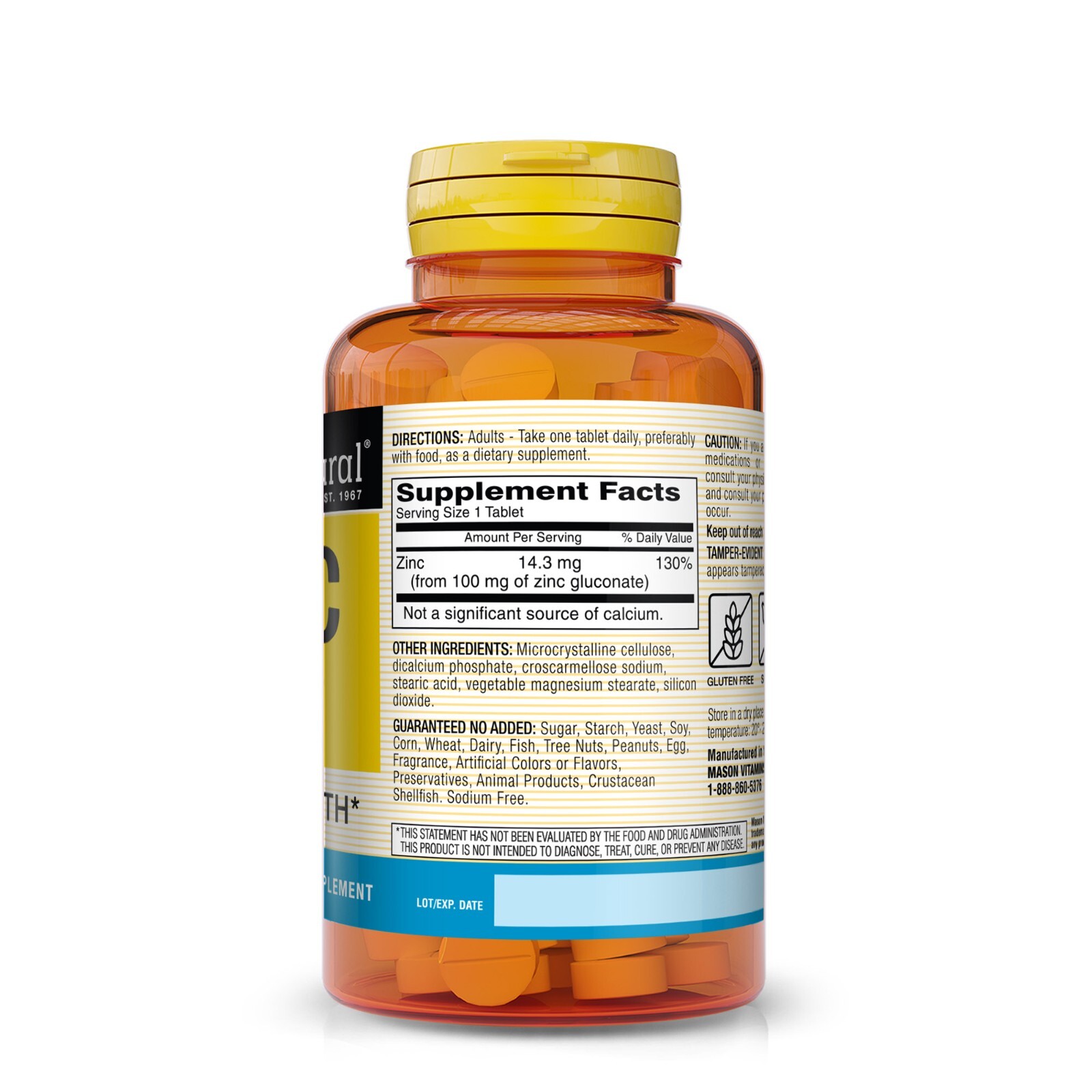 Mason Natural Zinc 100 mg – Advanced Immune System Support, 100 Capsules
