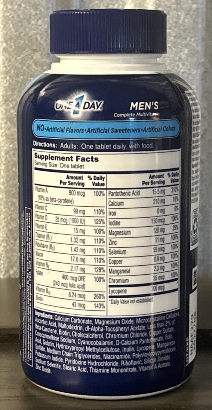One A Day Men’s Complete Multivitamin 300 Tablets Exp 8/2027