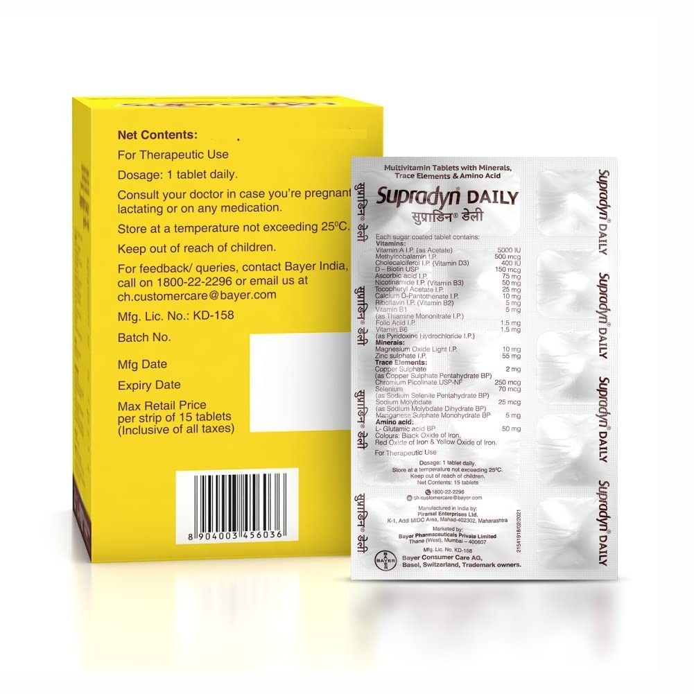 Supradyn Daily Multivitamin 120 Tablets for Unisex | Daily Immunity and 2X Energ