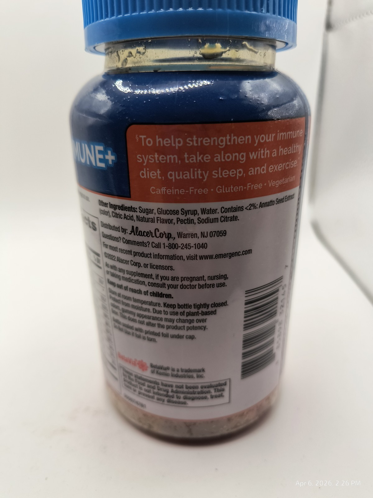 Two Emergen-C Immune Plus with Vitamin D Super Orange Flavor 45 Gummies Ex 07/26