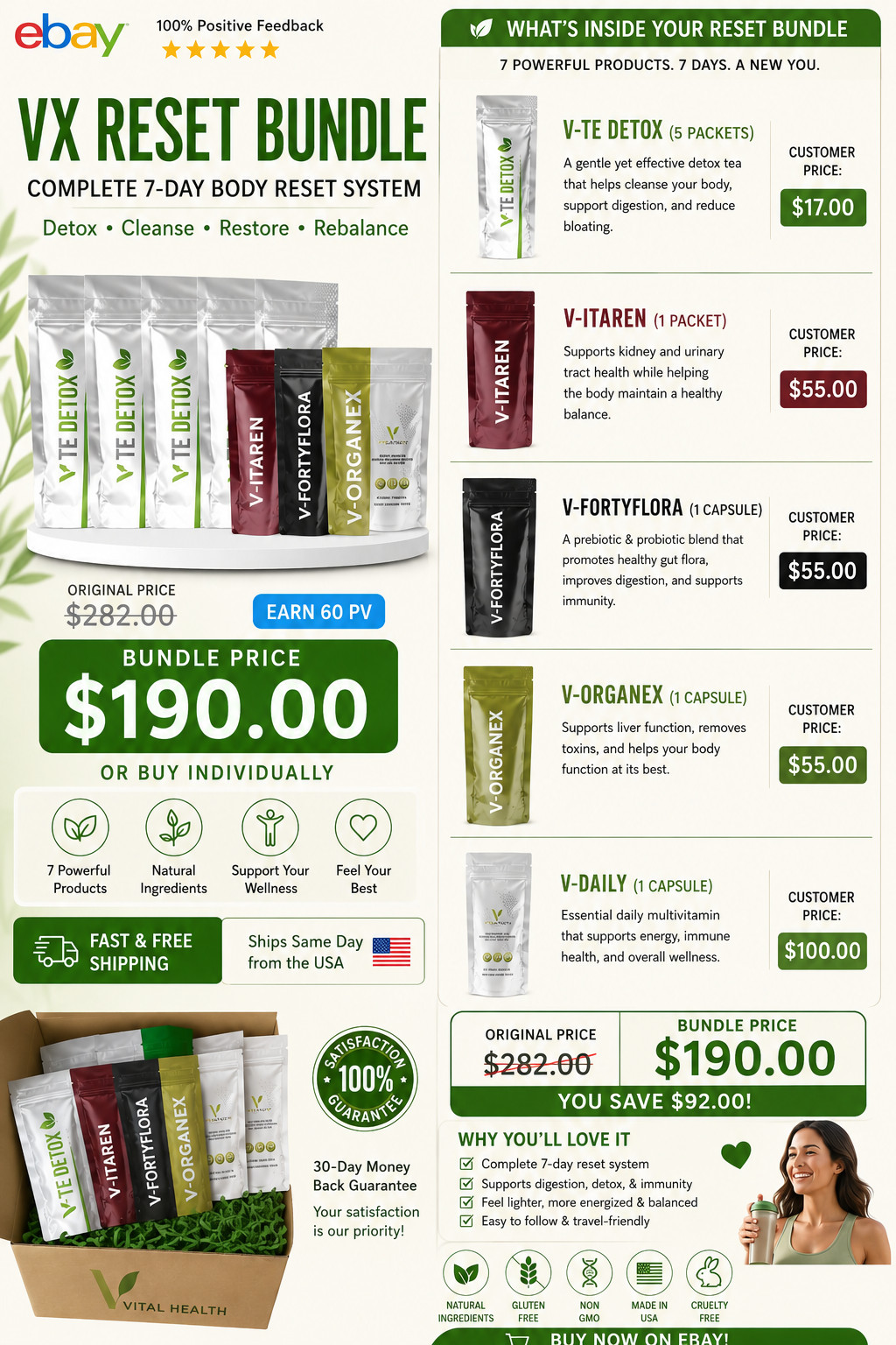 VX Reset Bundle | 7-Day Detox & Wellness System | Vital Health | 5 Products