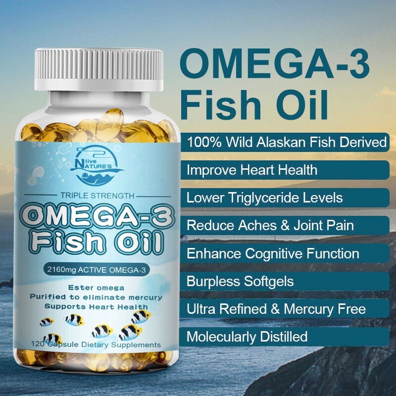2 Pack Nature’s Live Omega 3 Fish Oil 3x Strength 2160mg Epa & Dha,High Potency
