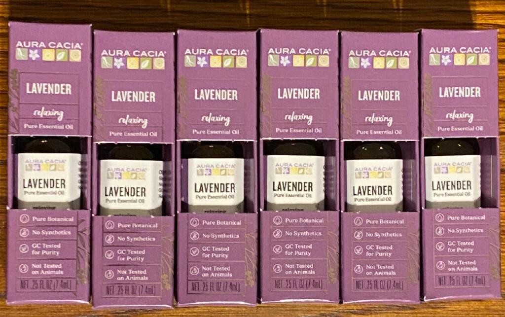 PACK OF 6 UNITS Aura Cacia Lavendor Pure Essential Oil 0.25 oz 7.4 ml