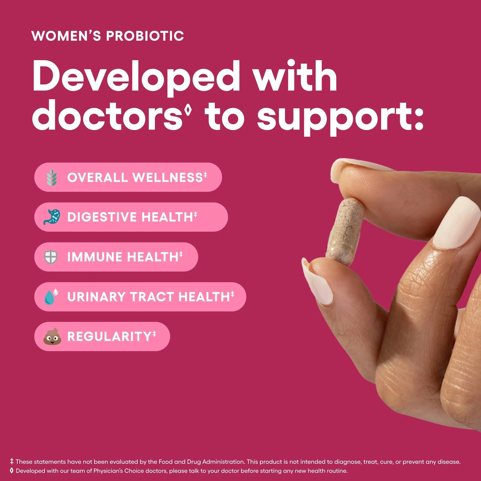 Physician’s CHOICE Probiotics for Women – PH 30 Count (Pack of 1), Pink
