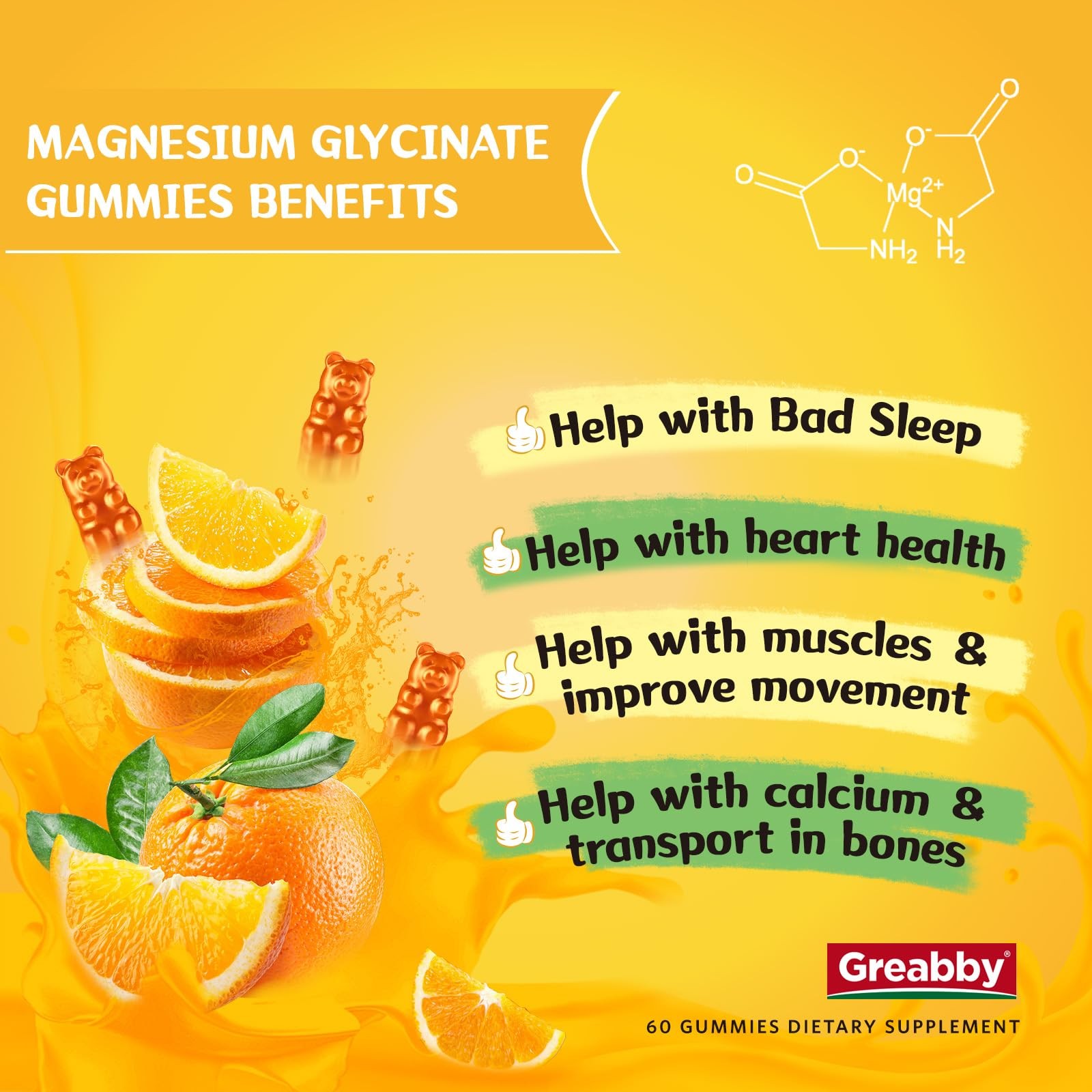 Magnesium Glycinate Gummies for Kids & Adults – 1 Count (Pack of 60)